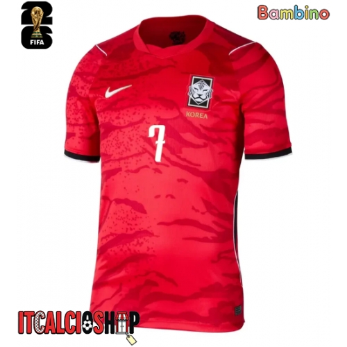 Repubblica di Corea Son Heung-min #7 Prima Maglia Bambino Mondiali 2026 Manica Corta (+ Pantaloni corti)